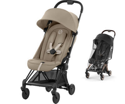 Kočárek CYBEX Coya Matt Black 2024 + ZDARMA: Originální pláštěnka, cozy beige - 1