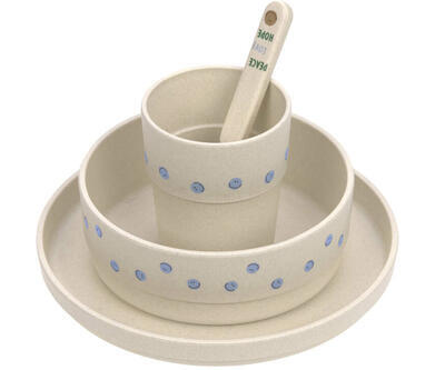 Dětské stolní nádobí LÄSSIG Dish Set PP/Cellulose 2024, happy rascals smile sky blue - 1