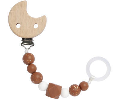 Řetízek s klipem LÄSSIG Soother Holder Wood/Silicone Little Universe 2024, moon rust - 1