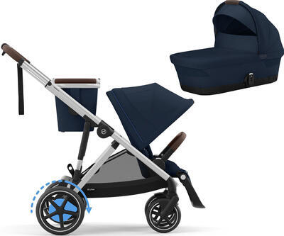 Kočárek CYBEX e-Gazelle S 2024 včetně korby, ocean blue (silver frame) - 1