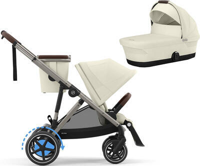 Kočárek CYBEX e-Gazelle S 2024 včetně korby, seashell beige (taupe frame)  - 1