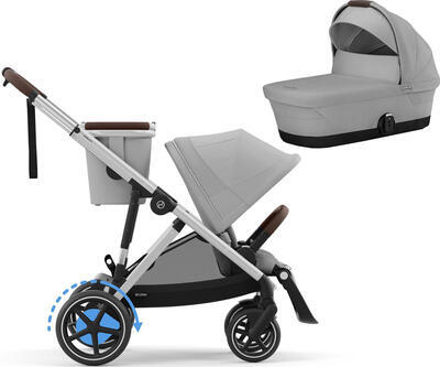 Kočárek CYBEX e-Gazelle S 2024 včetně korby, stone grey (silver frame) - 1