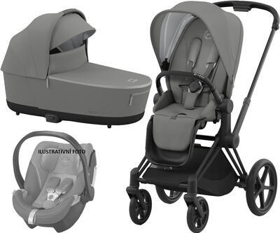 Kočárek CYBEX Set Priam Matt Black Seat Pack 2022 včetně Aton 5, soho grey - 1