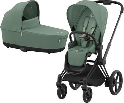 Kočárek CYBEX e-Priam Matt Black Seat Pack 2024 včetně korby, leaf green - 1