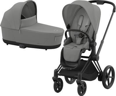 Kočárek CYBEX e-Priam Matt Black Seat Pack 2024 včetně korby, mirage grey - 1