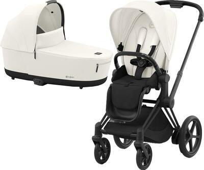 Kočárek CYBEX e-Priam Matt Black Seat Pack 2024 včetně korby, off white - 1