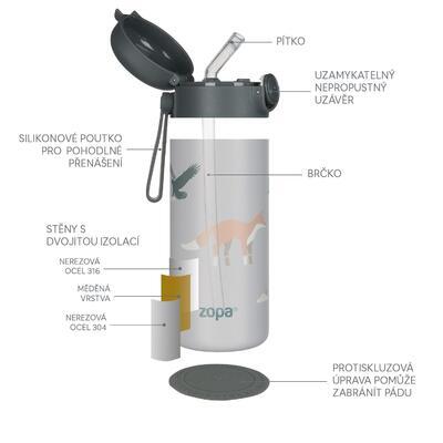 Termoska na tekutiny ZOPA se silikonovým držákem a pítkem 350 ml 2024 - 2