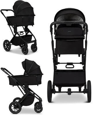 Kočárek MOON PIÚ KOMBI SET 2025, onyx black - black chrome - 3